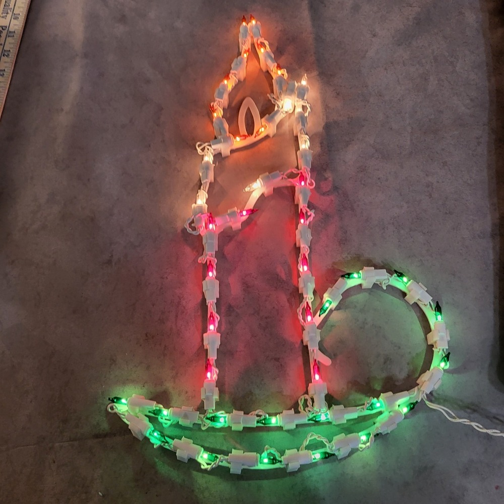 Vtg 20" Candle Light up Silhouette Window Sculpture Christmas Box Tested